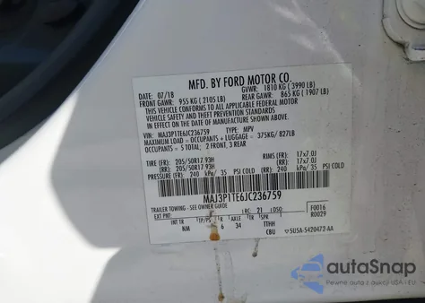 2018 Ford Ecosport Se из США, поврежденный, VIN MAJ3P1TE6JC236759